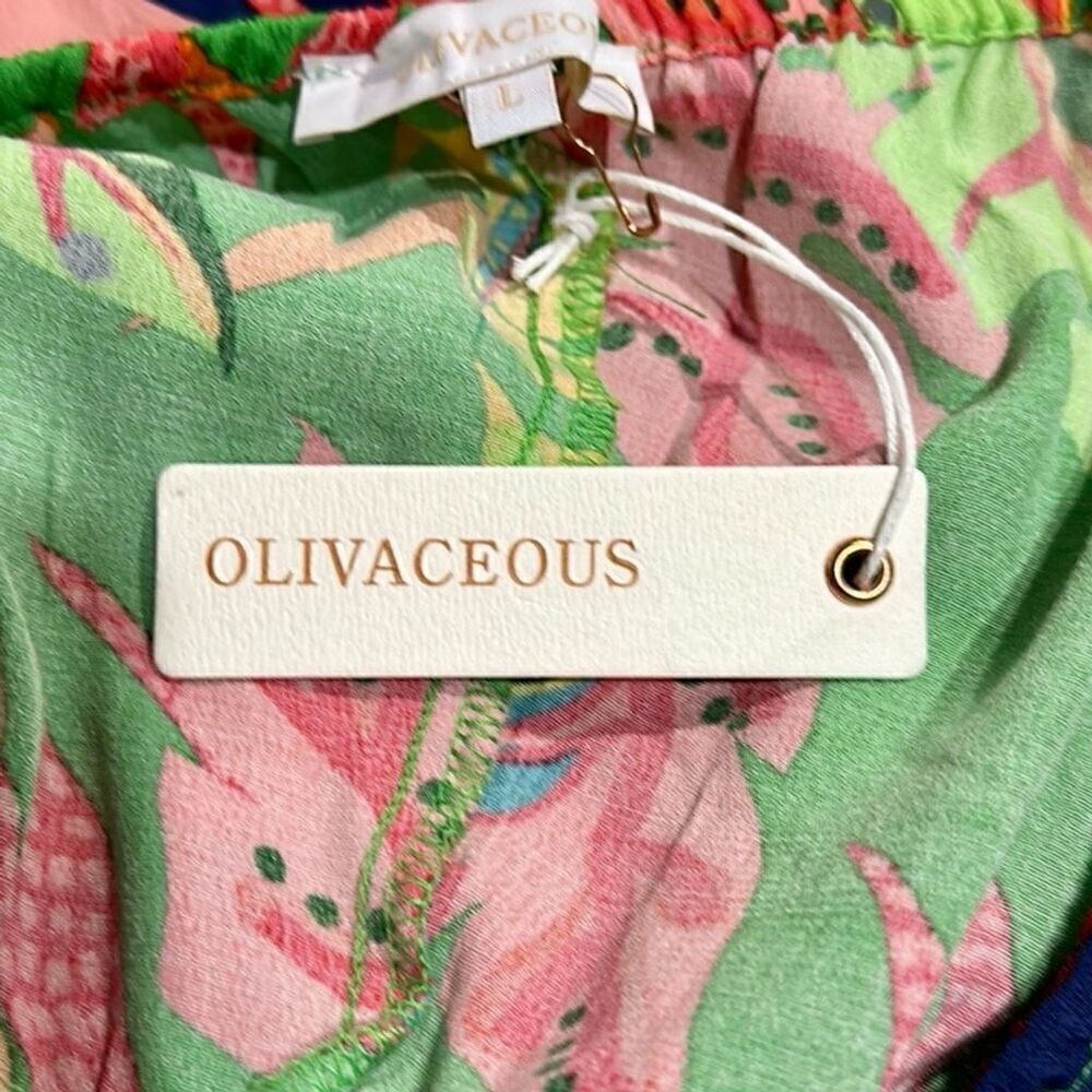 Olivaceous Women's Strapless Leaf Print Jogger Jumpsuit Size Large - NWT - Picture 8 of 8
